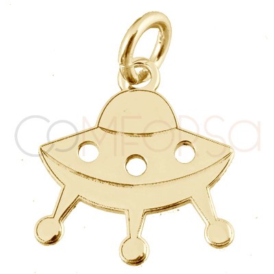 Gold-plated sterling silver 925 spaceship pendant 11.7 x 13mm