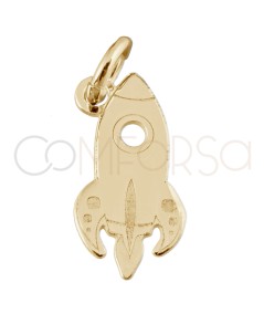 Gold-plated sterling silver 925 space rocket pendant 6.7x13mm