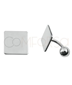 Engraving + Sterling silver 925 square cuff link 16 x 16mm
