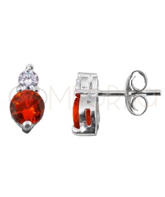 Sterling silver 925 double orange zirconia earrings 5x8mm