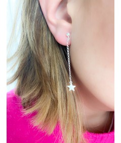 Sterling silver 925 double chain earrings with star