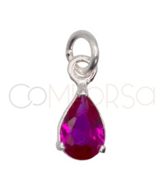 Sterling silver 925 mini teardrop pendant Ruby 5 x 9mm