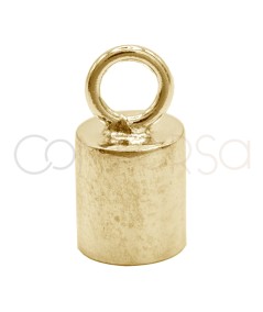 Sterling Silver 925 gold-plated closed tube end cap with jumpring 5.1 x 6mm