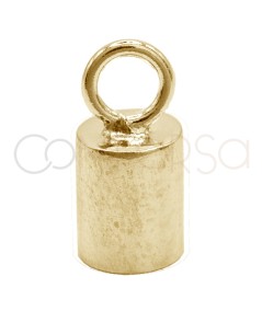 Sterling silver 925 gold-plated closed tube end cap with jumpring 4.1 x 6mm