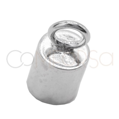 Sterling Silver 925 End closed cap with jump ring 6 x 5.1 mm