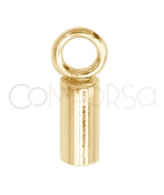 Sterling silver 925 gold-plated closed tube end cap with jumpring 2.1 x 6mm