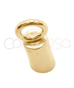 Sterling silver 925 gold-plated closed tube end cap with jumpring 3.1 x 6mm