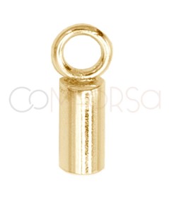 Sterling silver 925 gold-plated closed tube end cap with jumpring 3.1 x 6mm