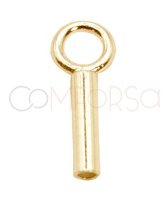 Sterling silver 925 gold plated closed end caps with jumpring 1.6 x 6 mm