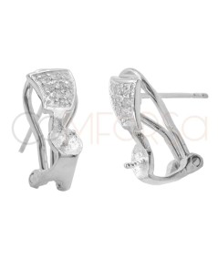 Sterling silver 925 square earrings with zirconia & hinge 7 x 18mm