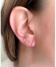 Sterling silver 925 mini hoop earrings Ruby 10mm