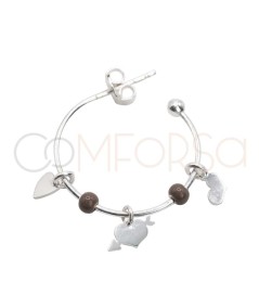 Sterling silver 925 Valentine’s hoop earrings with pendants 20mm