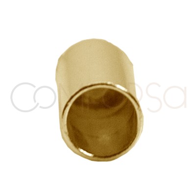 Sterling silver 925 gold-plated closed tube end cap with jumpring 4.1 x 6mm