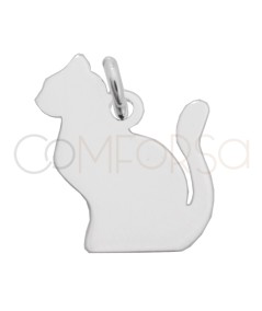 Sterling silver 925 seated cat pendant 15 x 15mm