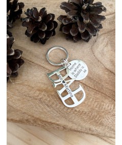 Dad key ring with engraved sterling silver plate