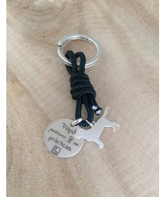 Keychain with sterling silver 925 Labrador pendant & engraved plate