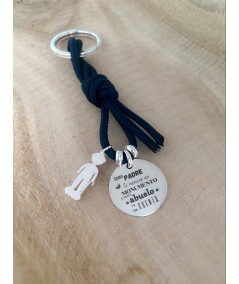 Keychain with sterling silver 925 grandfather pendant and personalised plate
