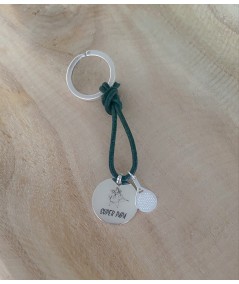 Keychain with sterling silver 925 paddle blade pendant & customisable plate