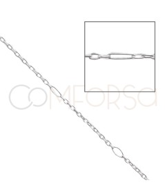 Sterling silver 925 loose thin cable chain with interleaved jump ring 1 x 1.3mm (grams)