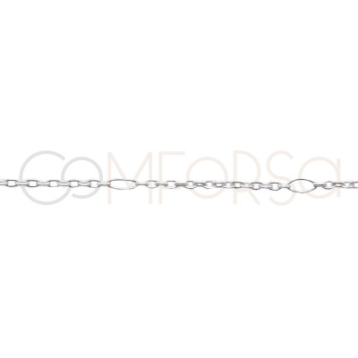 Sterling silver 925 loose thin cable chain with interleaved jump ring 1 x 1.3mm (grams)