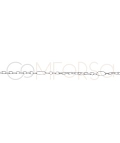 Sterling silver 925 loose thin cable chain with interleaved jump ring 1 x 1.3mm (grams)