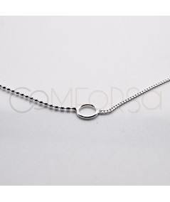 Sterling silver 925 combined choker with central jump ring 40cm + 6cm