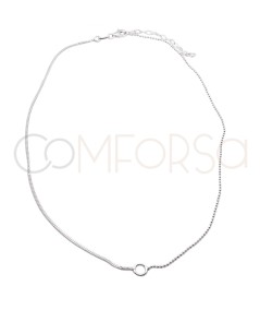 Sterling silver 925 combined choker with central jump ring 40cm + 6cm