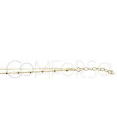 Gold-plated sterling silver 925 double venetian bracelet with balls 15cm + 3cm