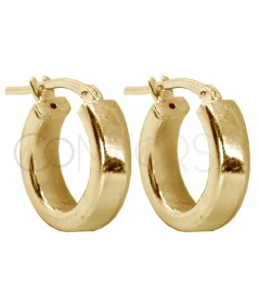 Gold-plated sterling silver 925 plain hoop earrings 14mm