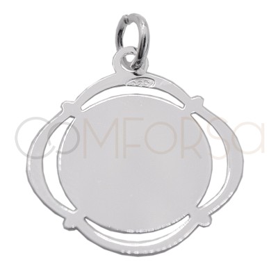 Sterling silver 925 cut-out Virgin round medal 17 x 18mm