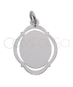 Engraving + Sterling silver 925 cut-out Virgin oval medal 14 x 20mm