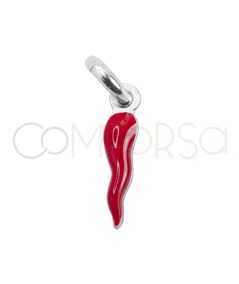 Sterling silver 925 mini red enamelled chilli pendant 2 x 9mm