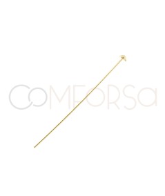 Sterling Silver 925 gold-plated pin with ball 50mm