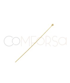 Sterling Silver 925 gold-plated pin with ball end 40mm