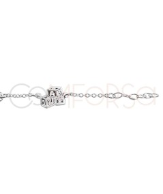 Sterling silver 925 children´s identity bracelet cubes 13 + 2 cm