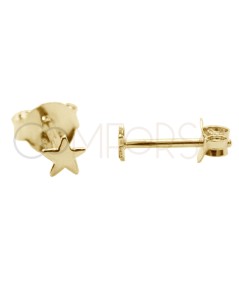 Gold-plated sterling silver 925 smooth star mini earrings 3mm