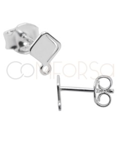 Sterling silver 925 rhombus ear stud with jump ring 6 x 7mm
