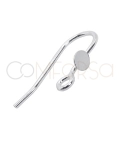 Sterling silver 925 hook with plain disc & handle 4mm