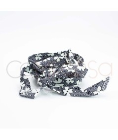 Grey ribbon with flowers 1 mt.