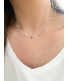 Sterling silver 925 choker with coloured hanging stones 40 + 5cm