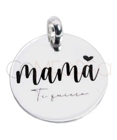 Engraving + Sterling silver 925 medallion 20mm with "Mamá te quiero"