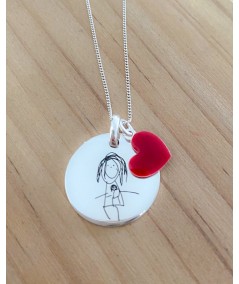 Sterling silver 925 customisable plate with children's drawing 20 mm