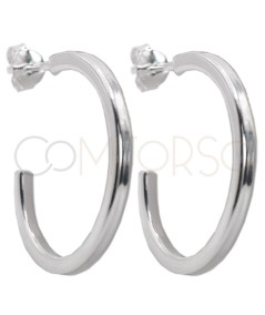 Gold-plated sterling silver 925 square wire hoop earring 25mm