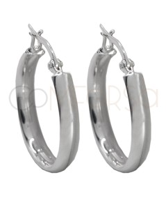 Gold-plated sterling silver 925 D-shape hoop earrings 25mm