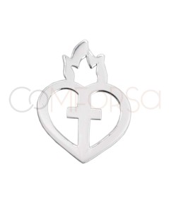 Sterling silver 925 Sacred Heart of Jesus scapular 11 x 17mm