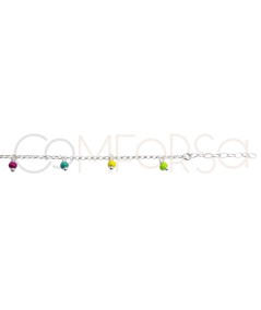 Sterling silver 925 bracelet with multicoloured hanging balls 18 + 3cm