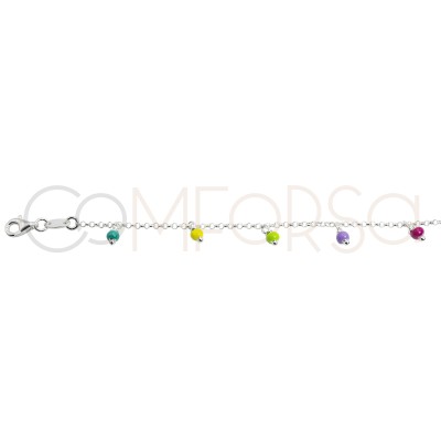 Sterling silver 925 bracelet with multicoloured hanging balls 18 + 3cm