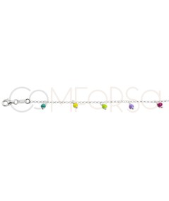 Sterling silver 925 bracelet with multicoloured hanging balls 18 + 3cm