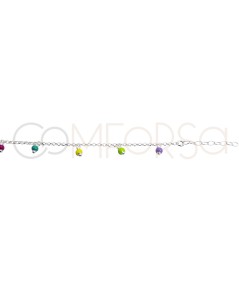 Sterling silver 925 anklet with multicoloured hanging balls 21 + 4cm