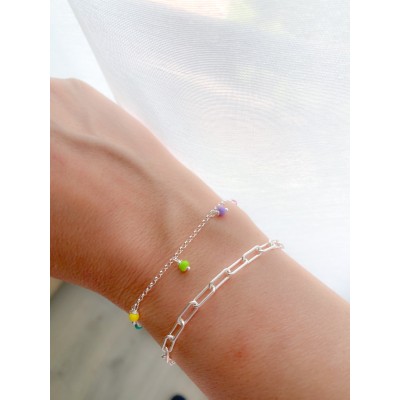 Sterling silver 925 bracelet with multicoloured hanging balls 18 + 3cm